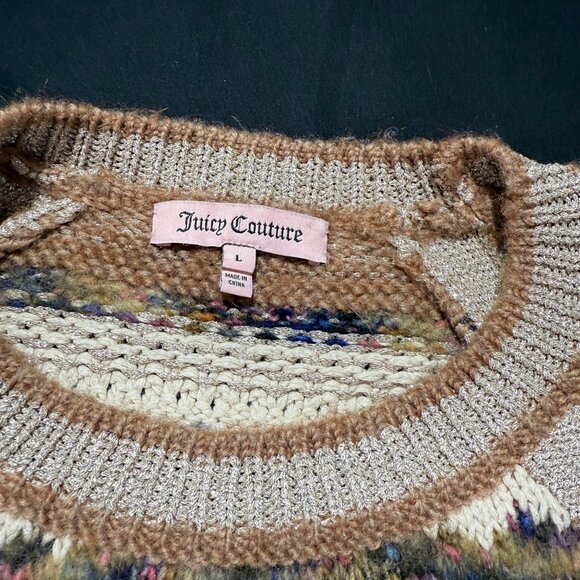 Juicy Couture Women's Sweater Large Multi Colored Angora Alpaca Metalic Thread - Picture 7 of 8